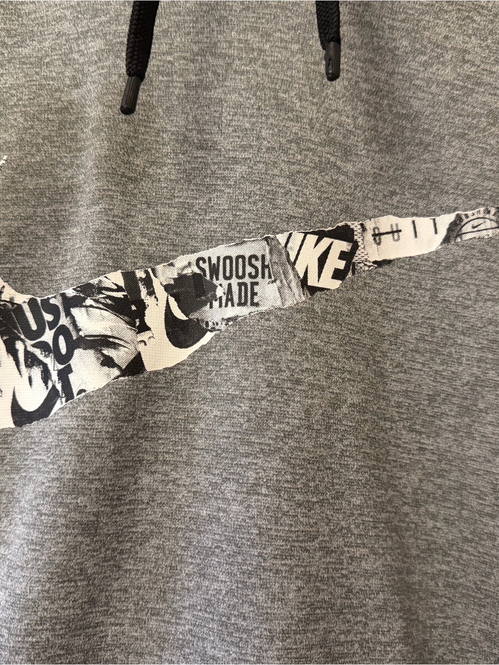 Nike Gray Crewneck Hoodie with Graphic Swoosh - Picture 4 of 6